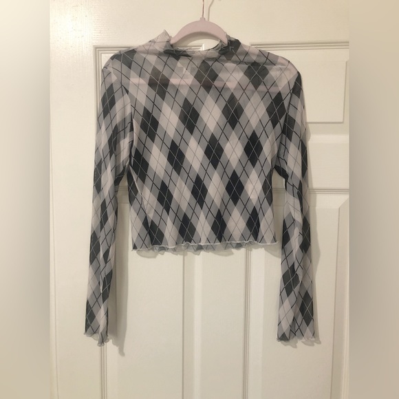 J for Justify Checkered Mesh Top - Picture 2 of 3